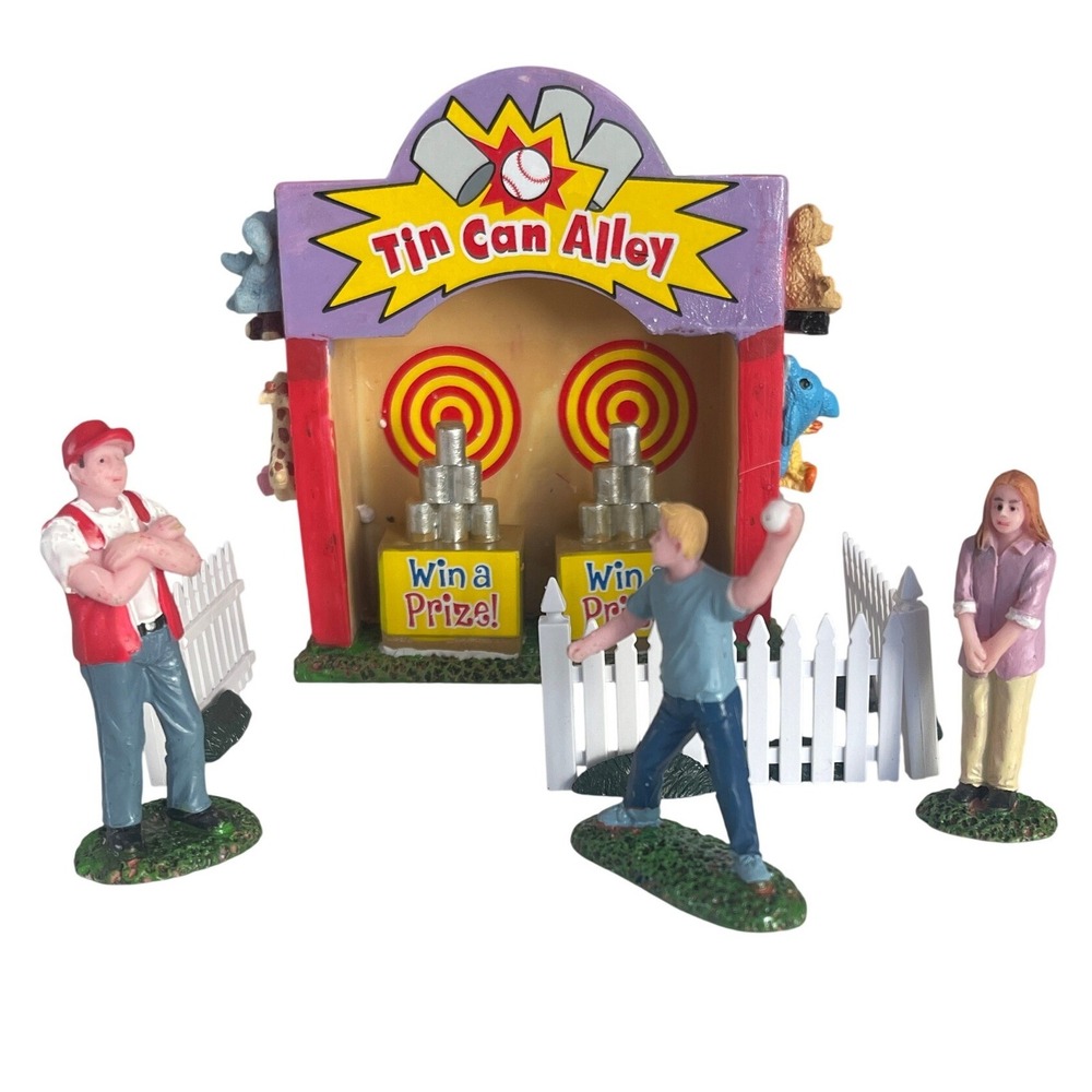 Lemax Village Collection Tin Can Alley Carnival Game Figurines Set 34626A